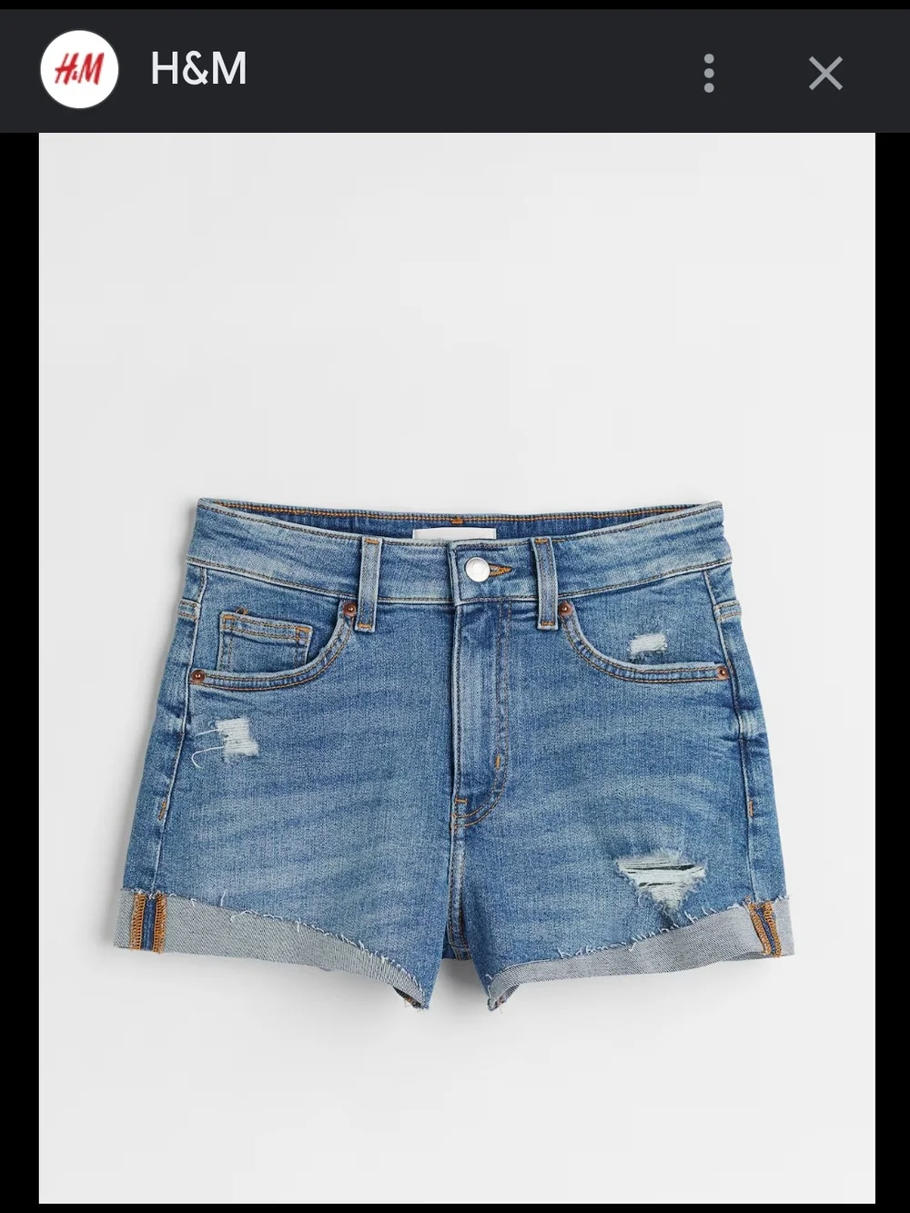 H&M Light Blue Distressed Denim Cutoff Shorts